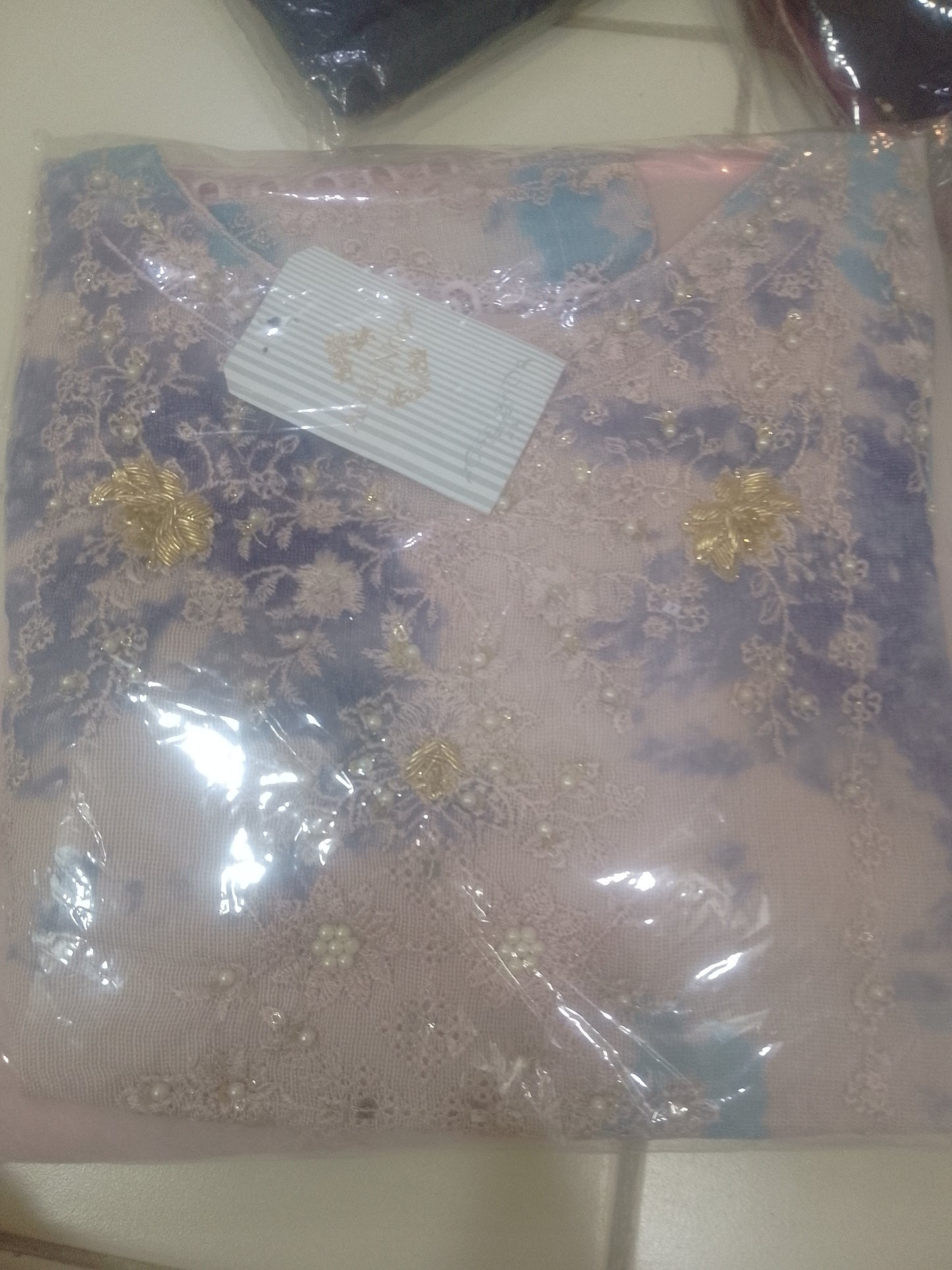 2Pcs Embroidered Cotton Net suit