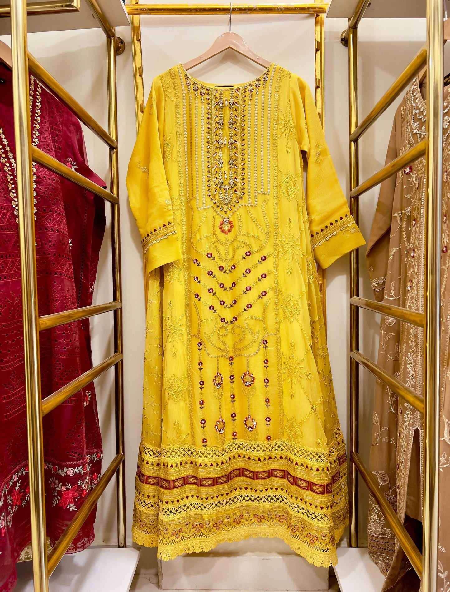 3Pcs Embroidered Chiffon Gown