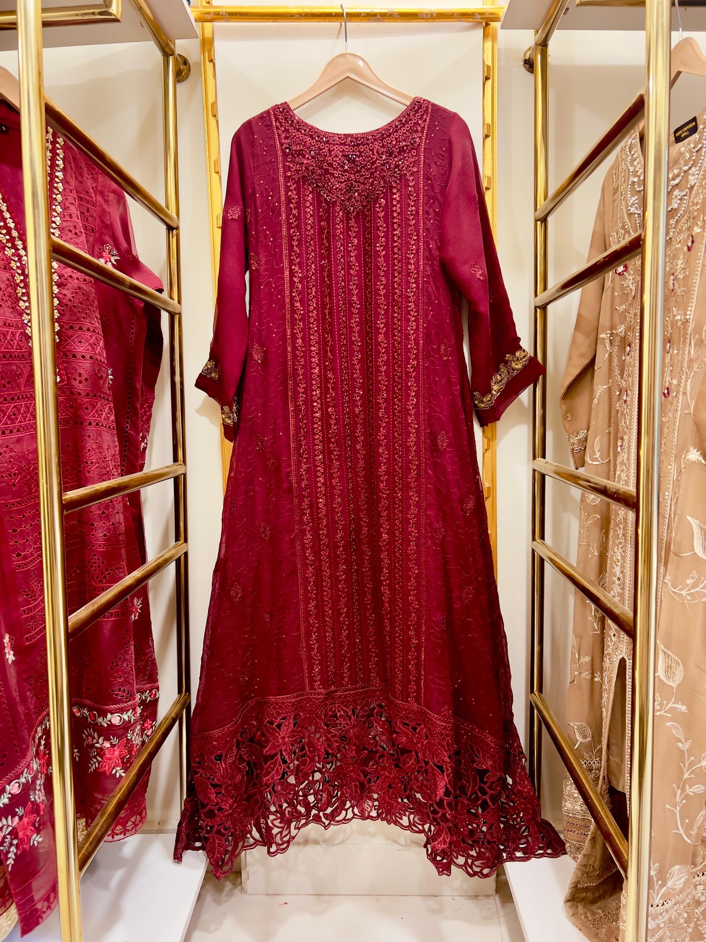 3Pcs Embroidered Chiffon Gown