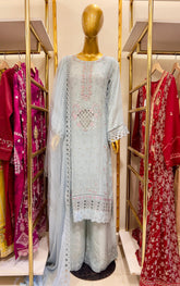 3Pcs Embroidered Chiffon Suit
