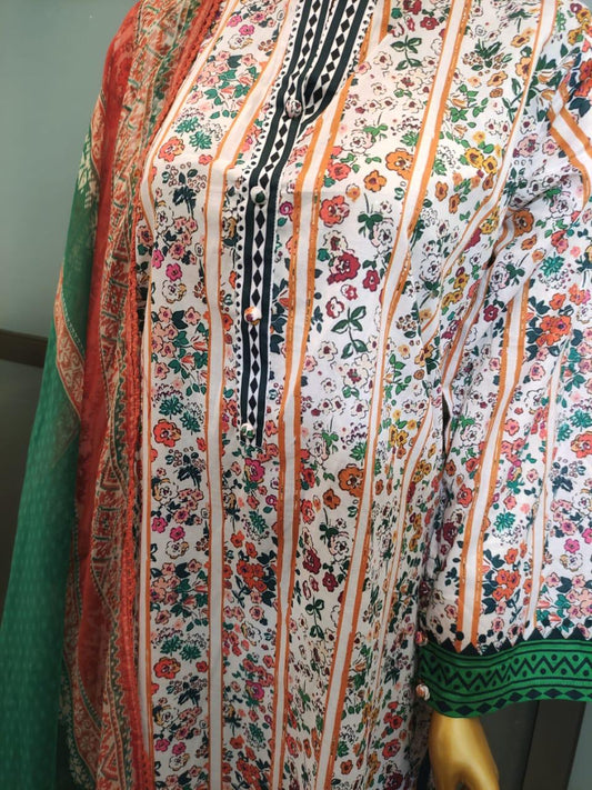 3Pcs Printed Lawn Suit