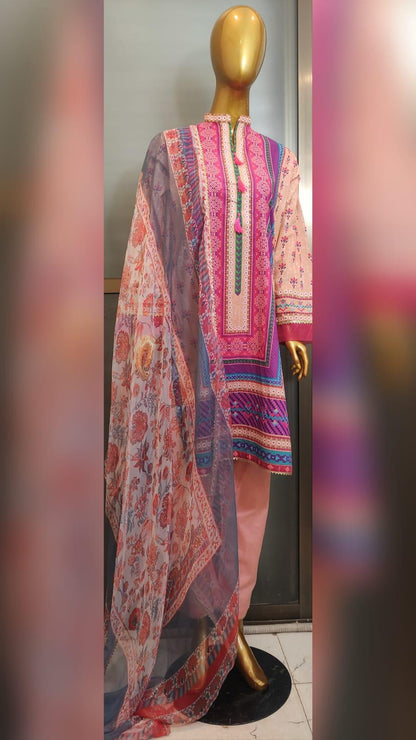 3pcs Printed Lawn Suit