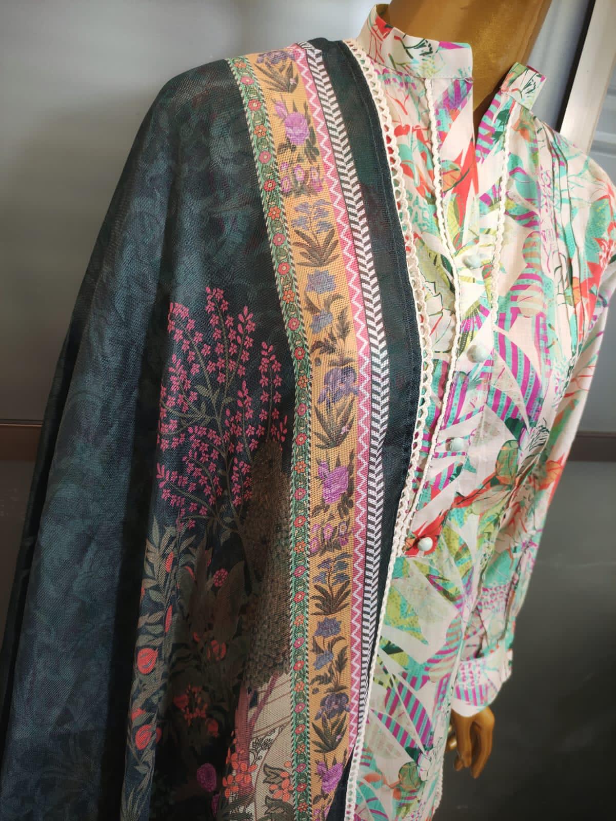 3PCS PRINTED LAWN SUIT