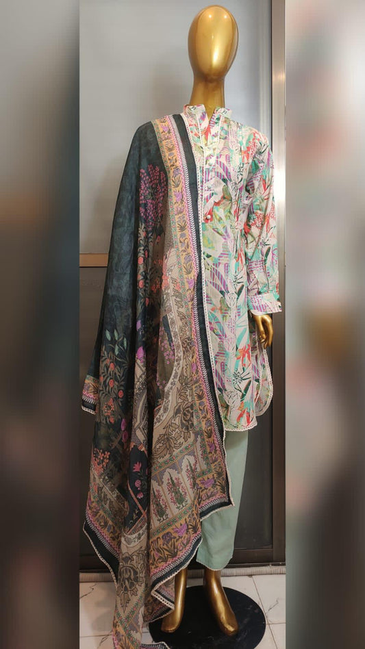 3PCS PRINTED LAWN SUIT