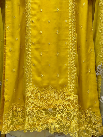 3PCS Embroidered Chiffon Suit