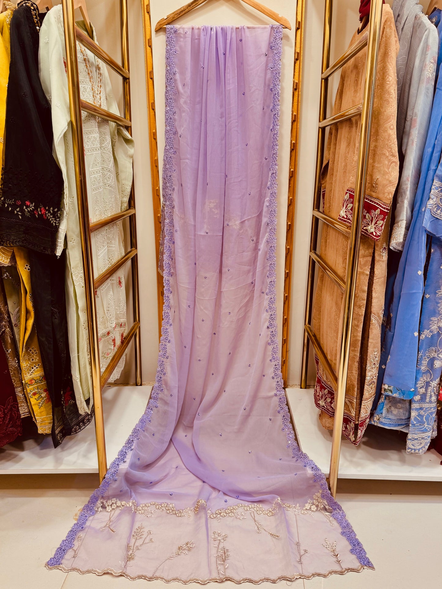 3PCS Embroidered Chiffon Suit