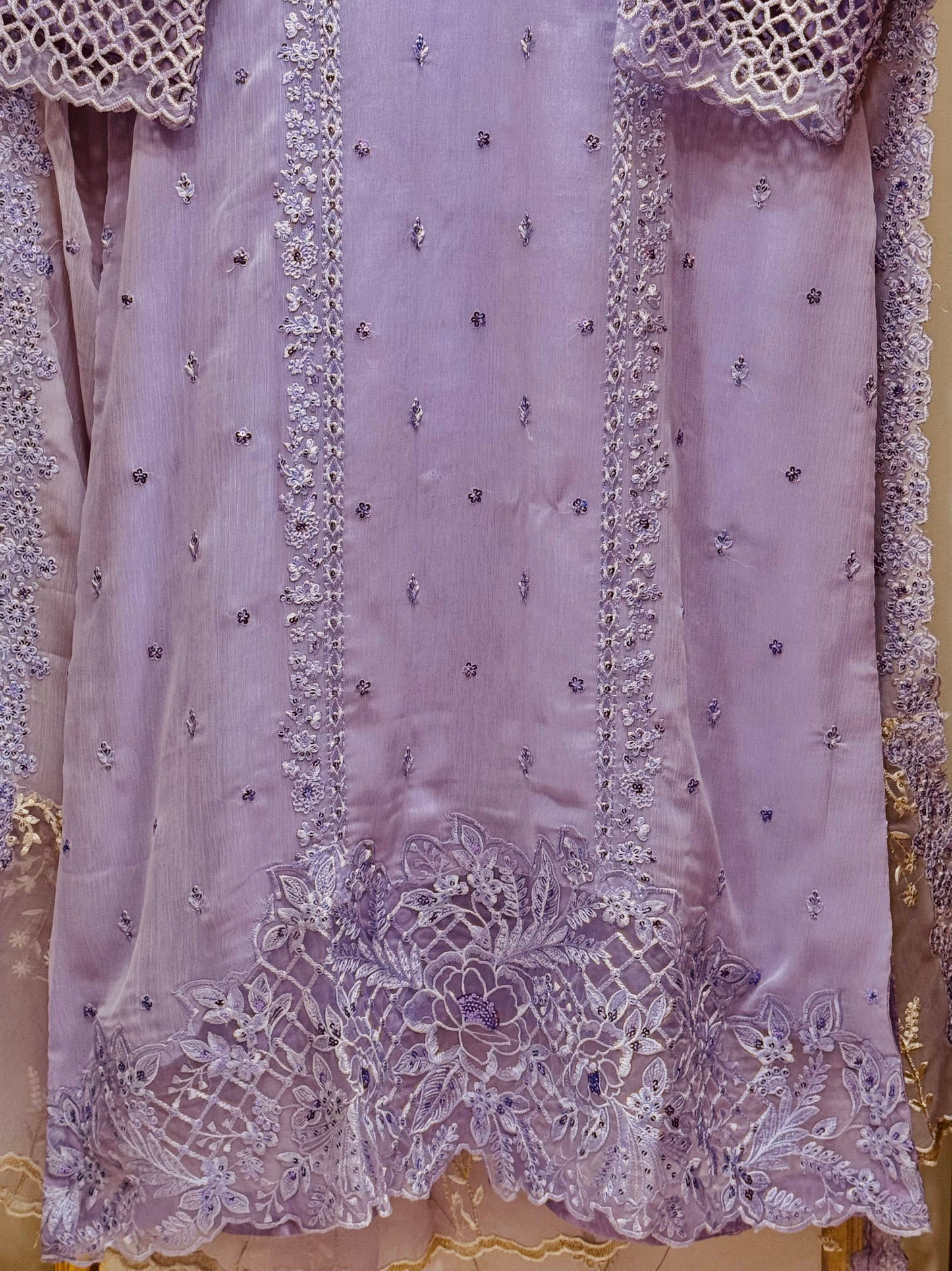 3PCS Embroidered Chiffon Suit