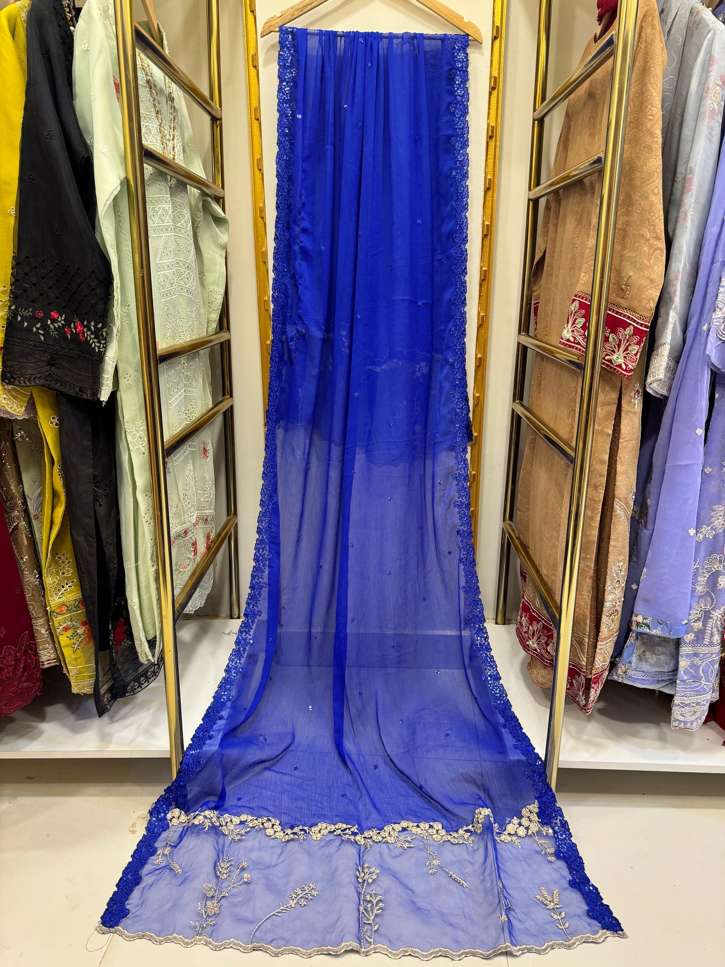 3PCS Embroidered Chiffon Suit