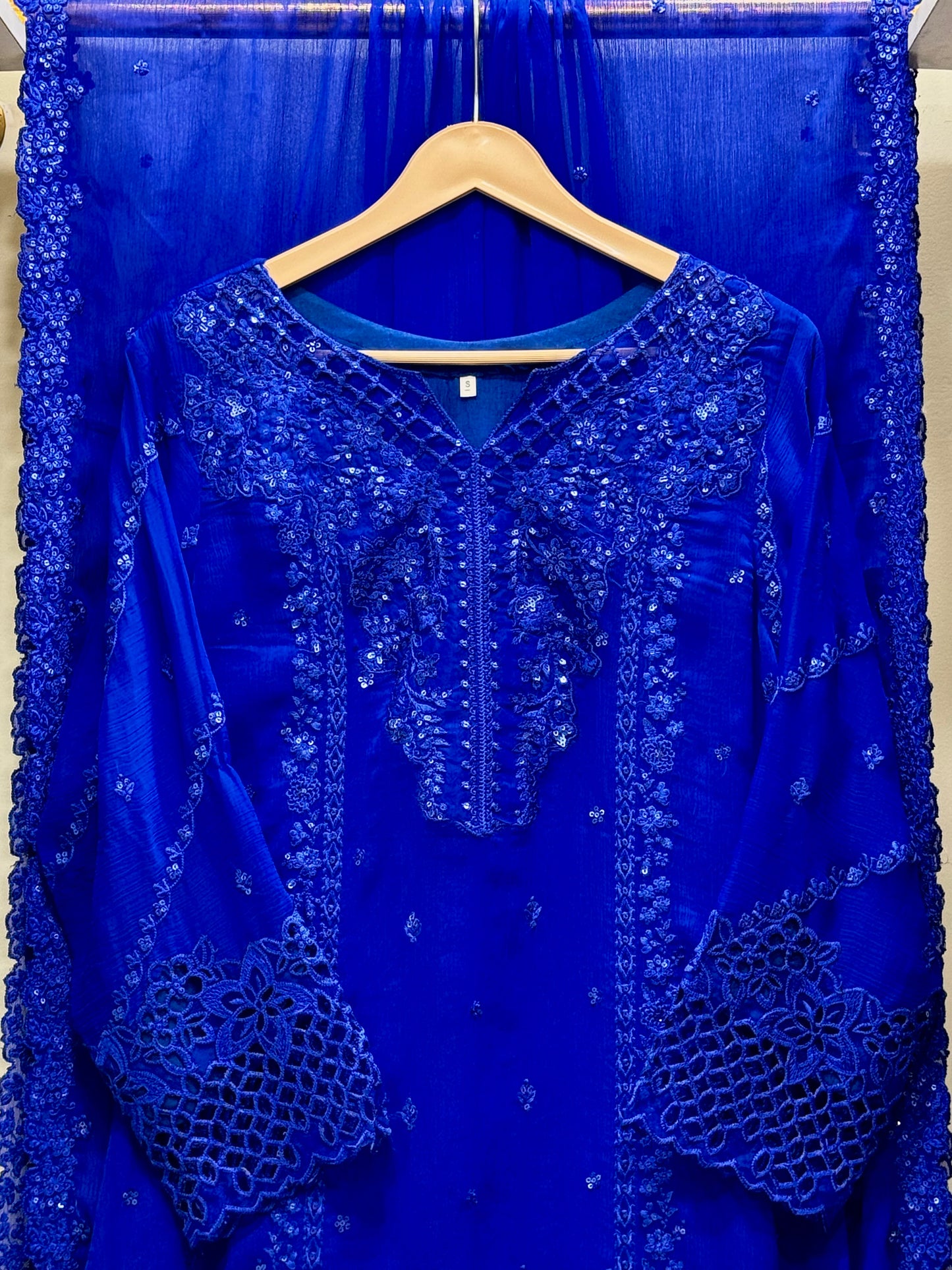 3PCS Embroidered Chiffon Suit