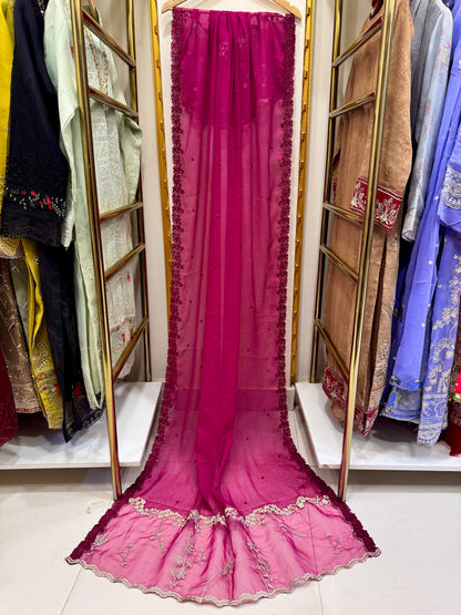 3PCS Embroidered Chiffon Suit