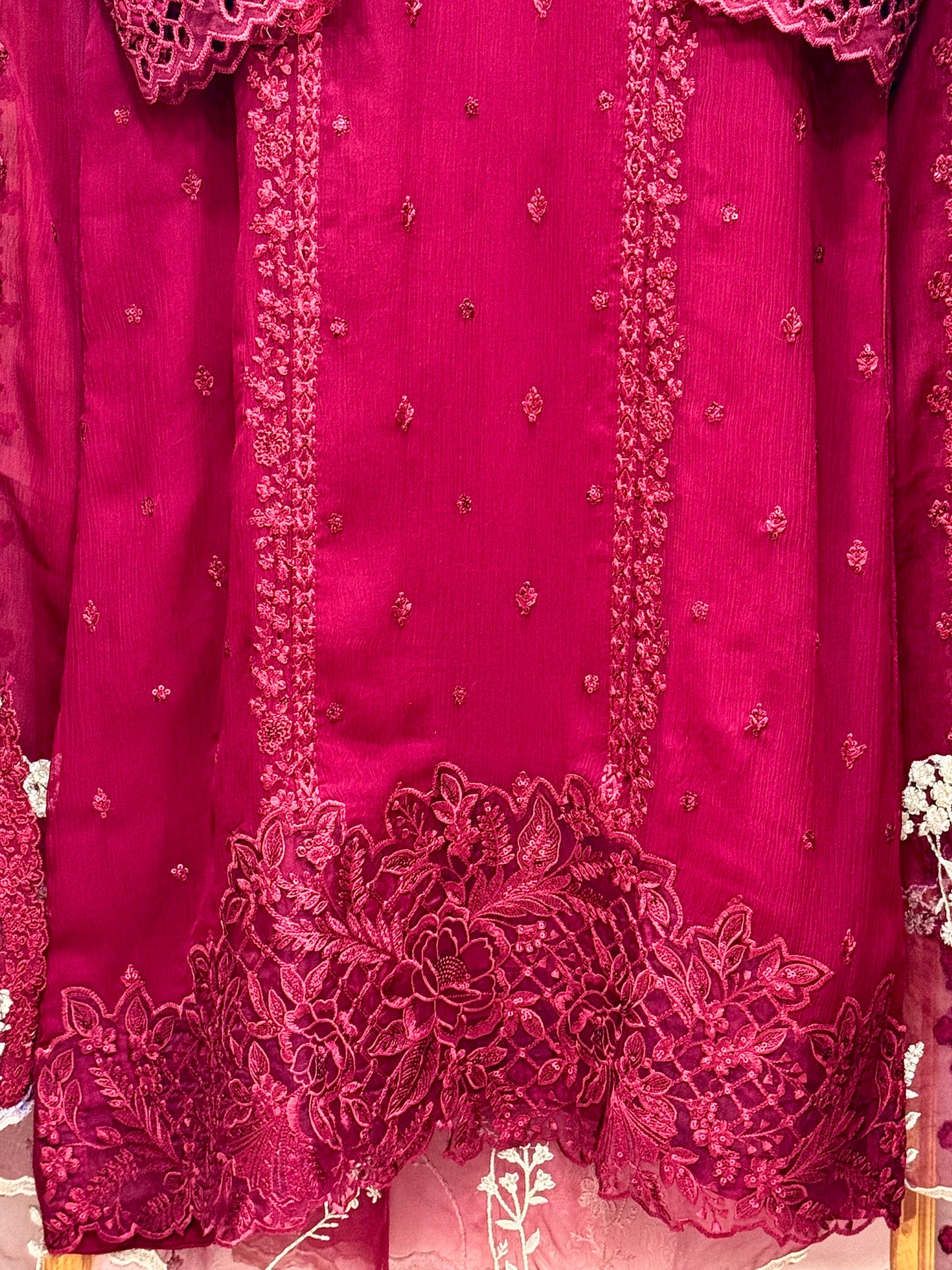 3PCS Embroidered Chiffon Suit