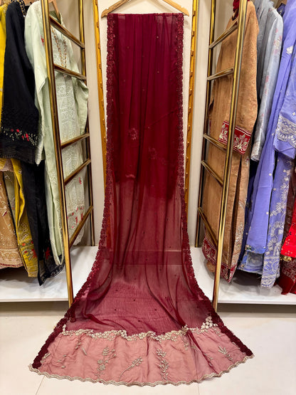 3PCS Embroidered Chiffon Suit