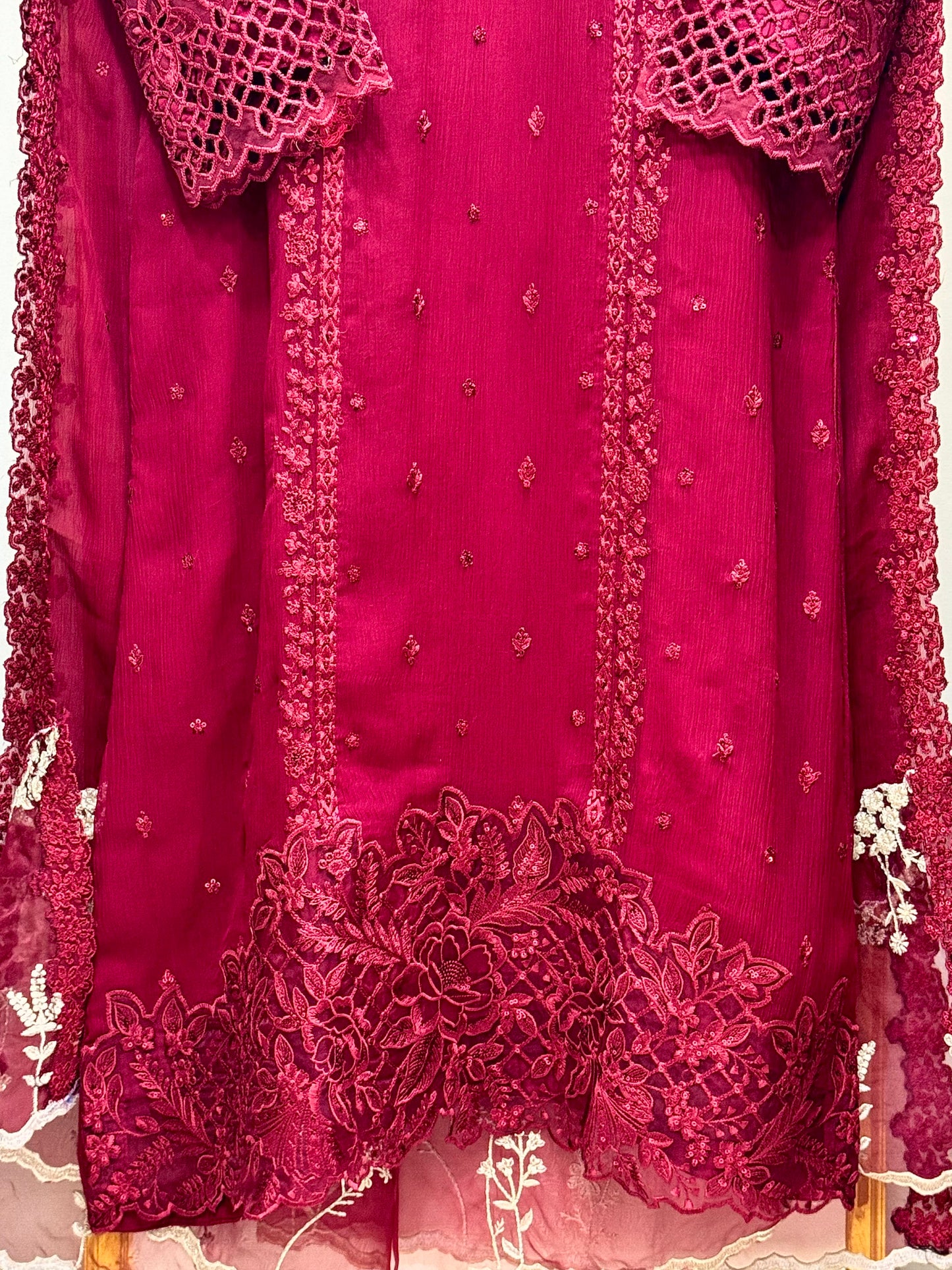 3PCS Embroidered Chiffon Suit