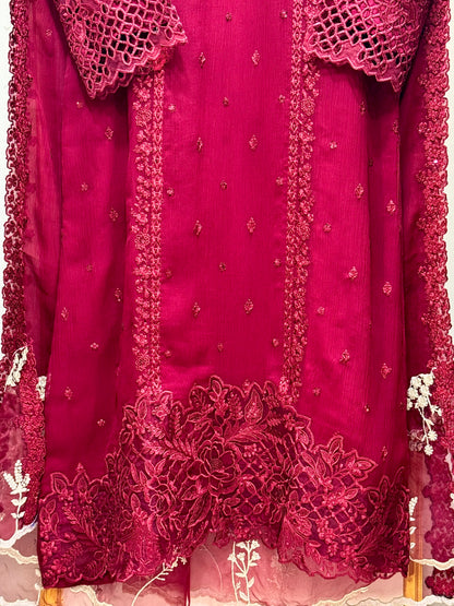 3PCS Embroidered Chiffon Suit