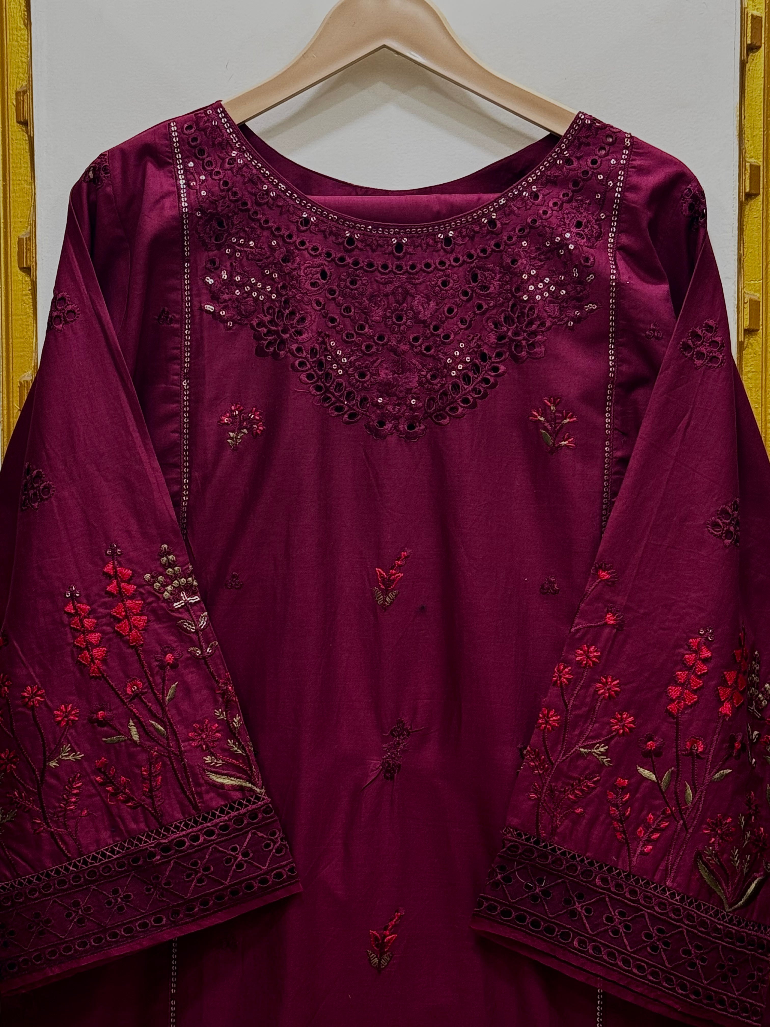 Embroidered Cotton Co-Ord Set – Premium 2Pcs Shirt & Trouser Outfit