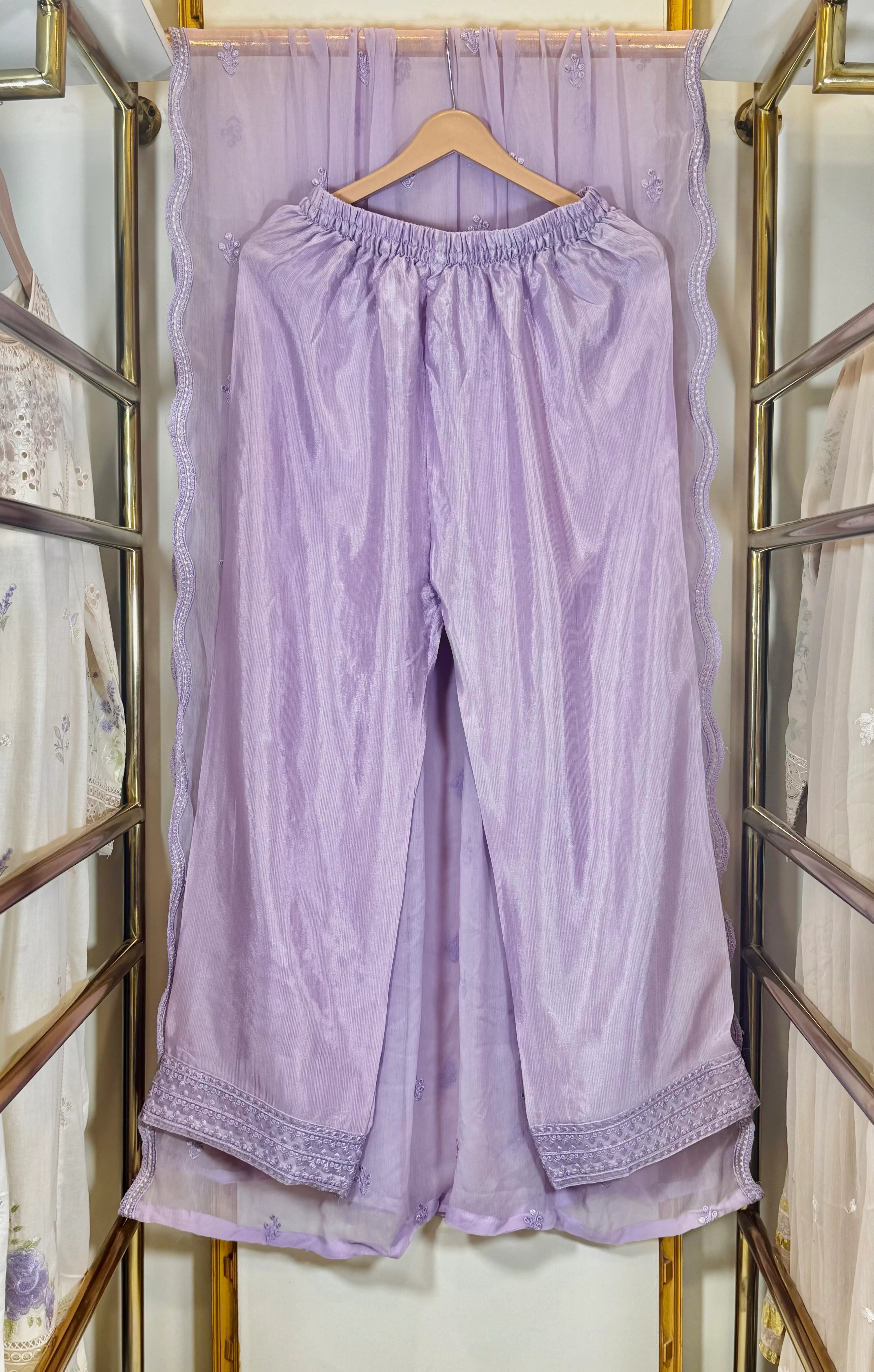 Lilac Whisper – Lilac Luxury Embroidered 3-Piece Chiffon Suit
