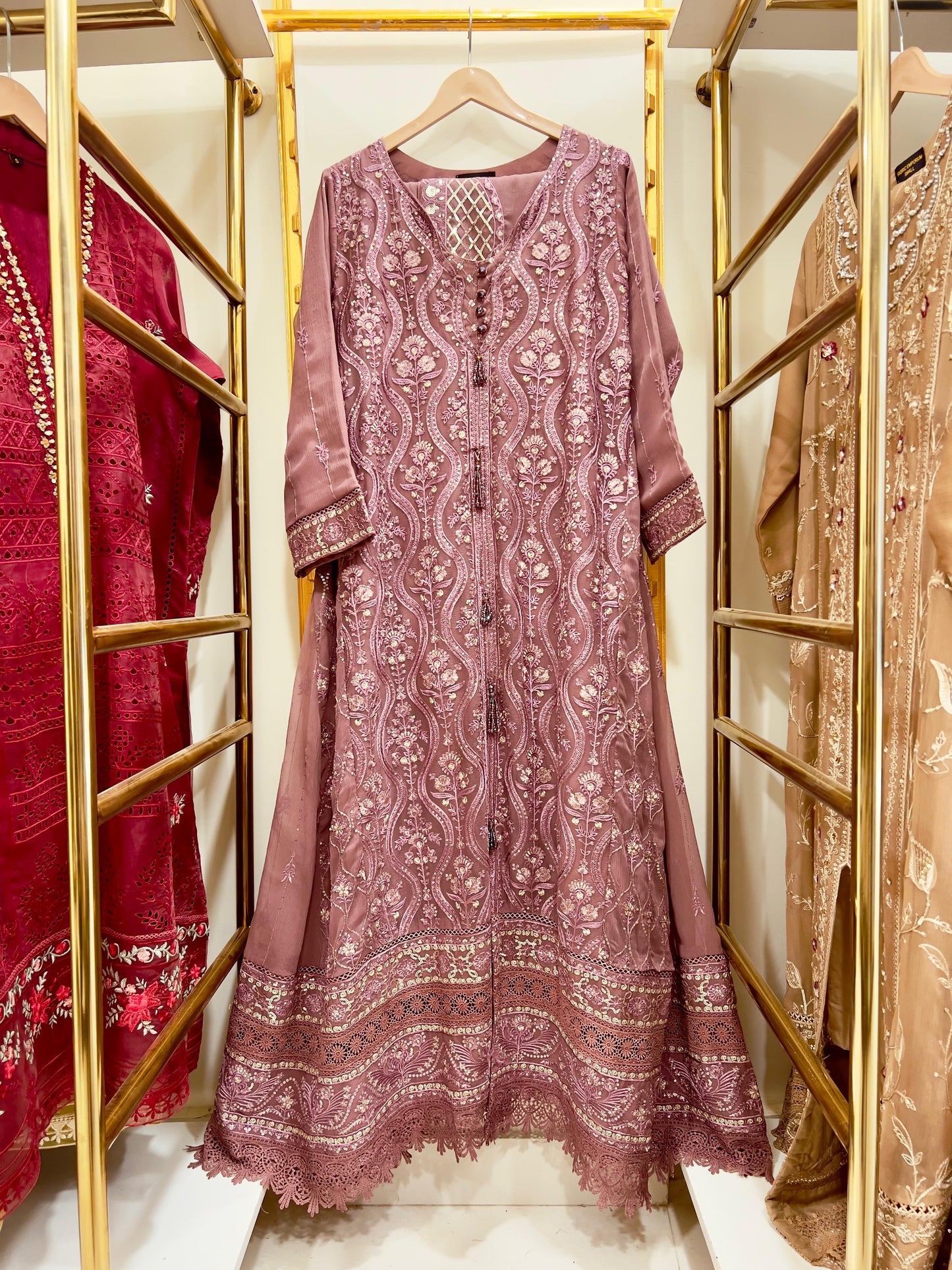 3Pcs Embroidered Chiffon Gown