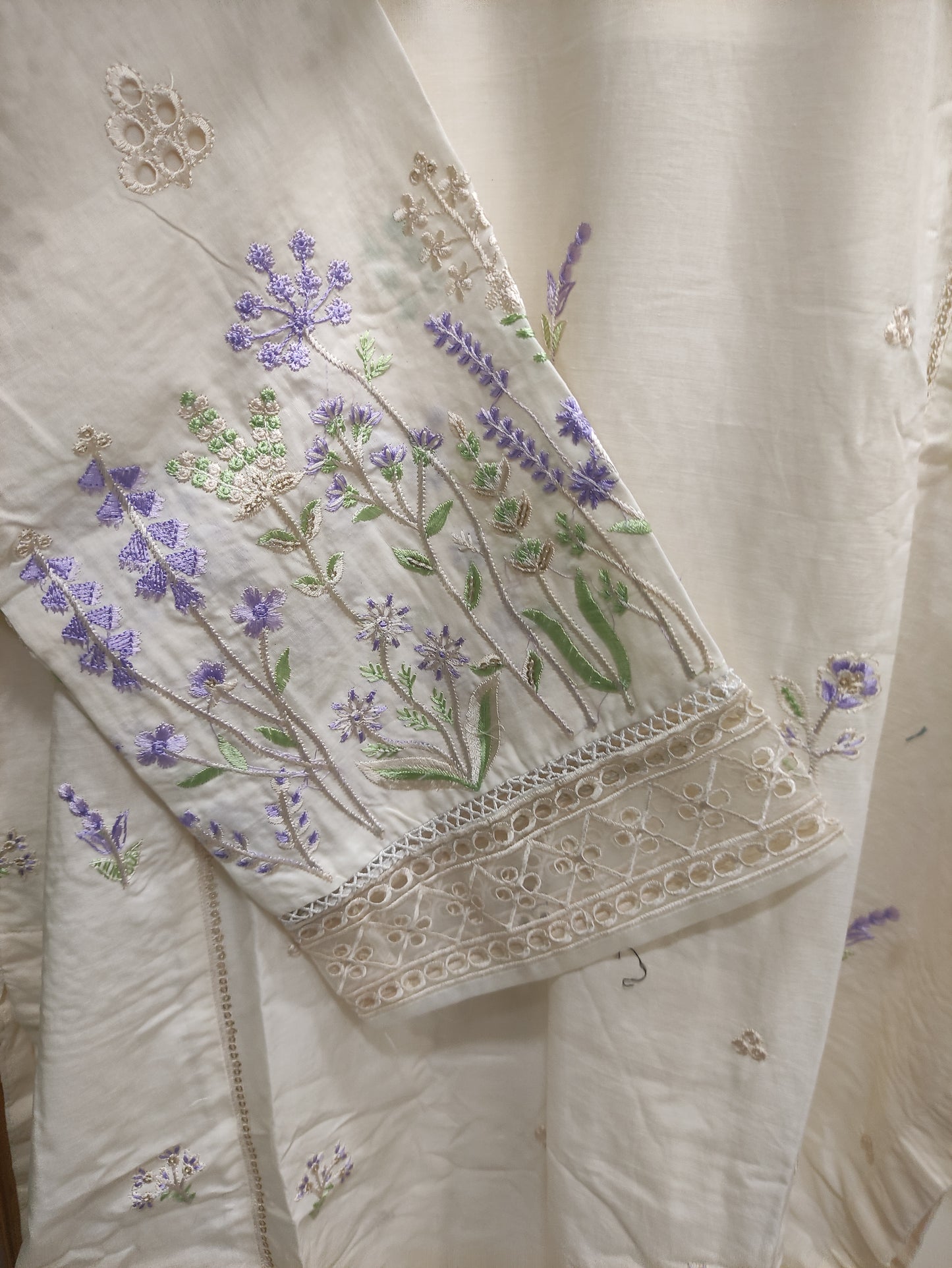 2Pcs Embroidered Cotton suit shirt and trousers