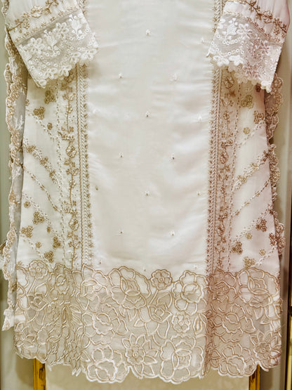 3PCS Embroidered Chiffon Suit