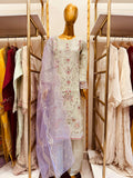 3-Piece Embroidered Organza Suit with Handwork | Designer Festive Set