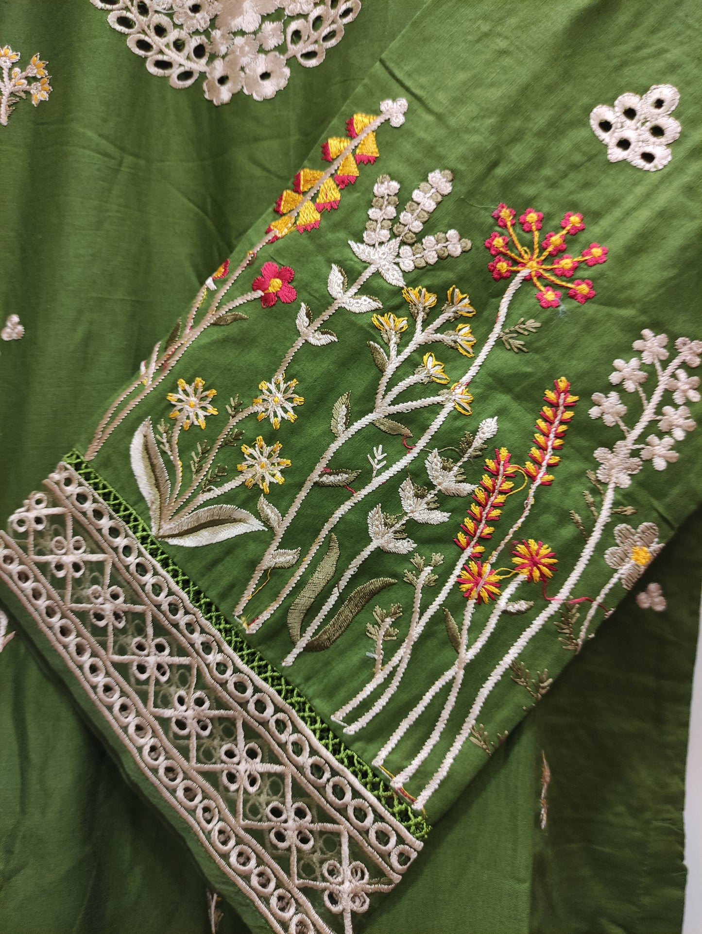 2Pcs Embroidered Cotton suit shirt and trousers