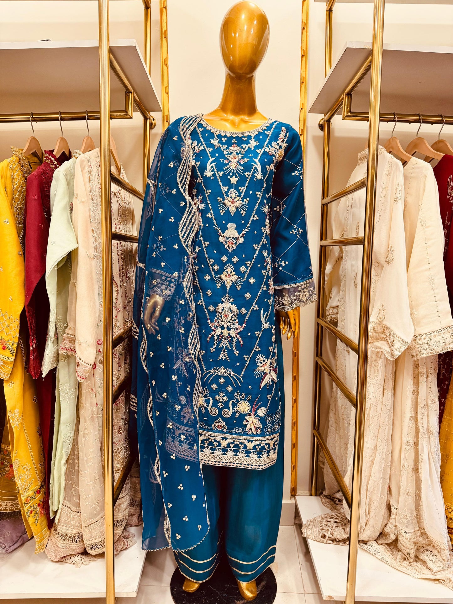 3Pcs Embroidered Organza Suit