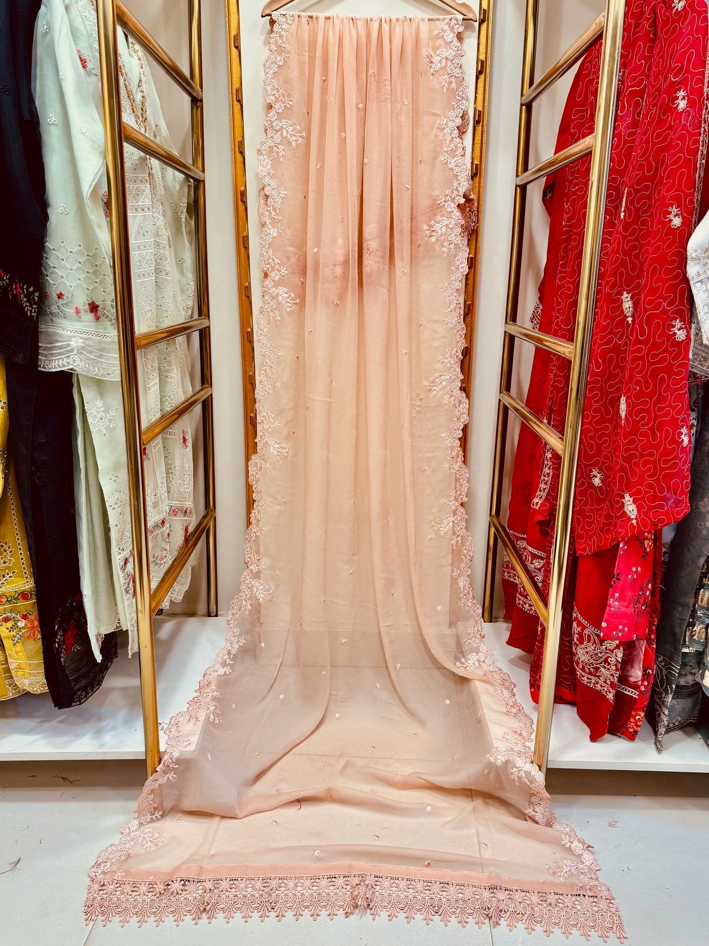 3PCS Embroidered Chiffon Suit