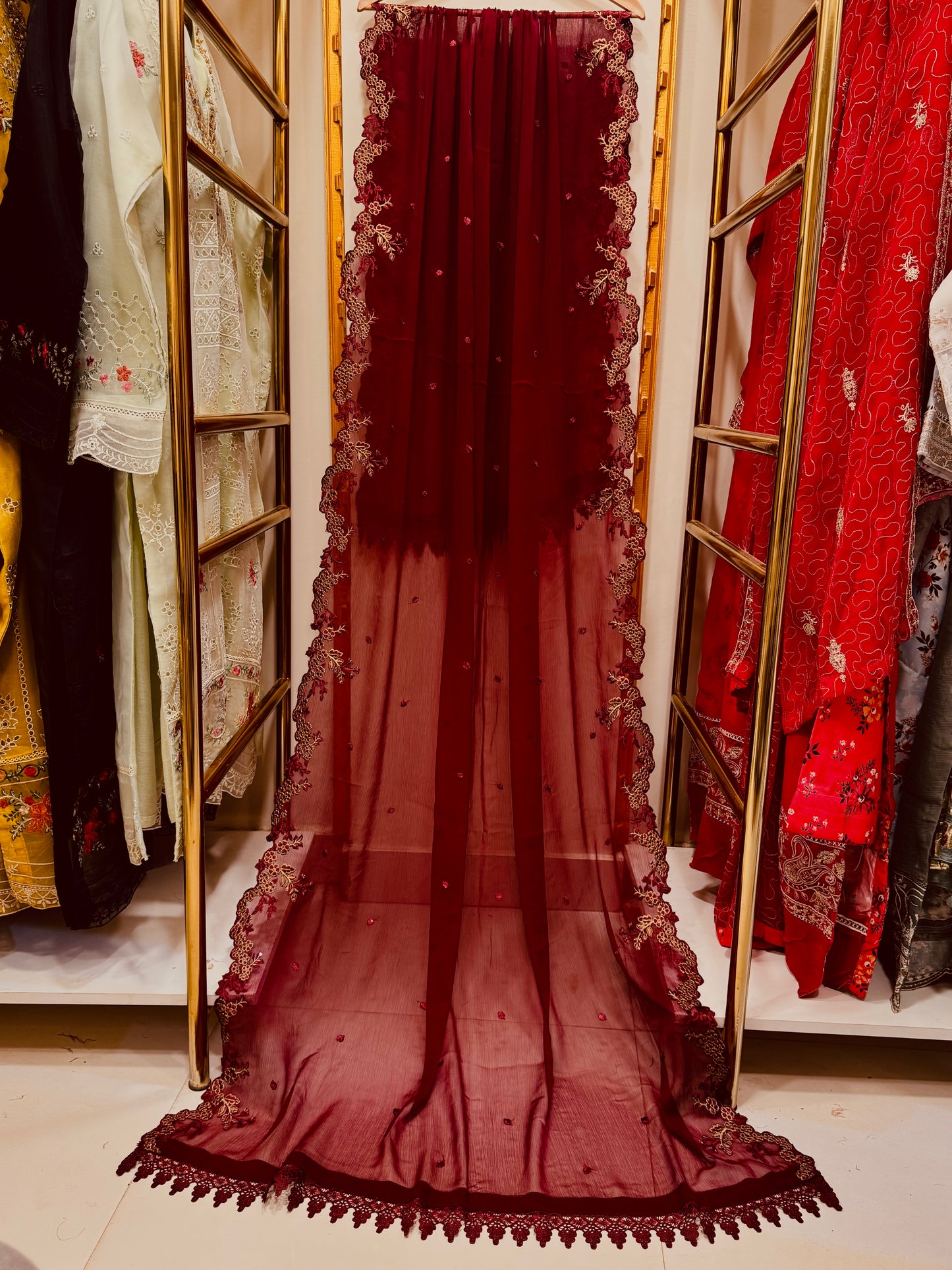 3PCS Embroidered Chiffon Suit