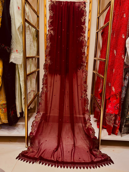 3PCS Embroidered Chiffon Suit