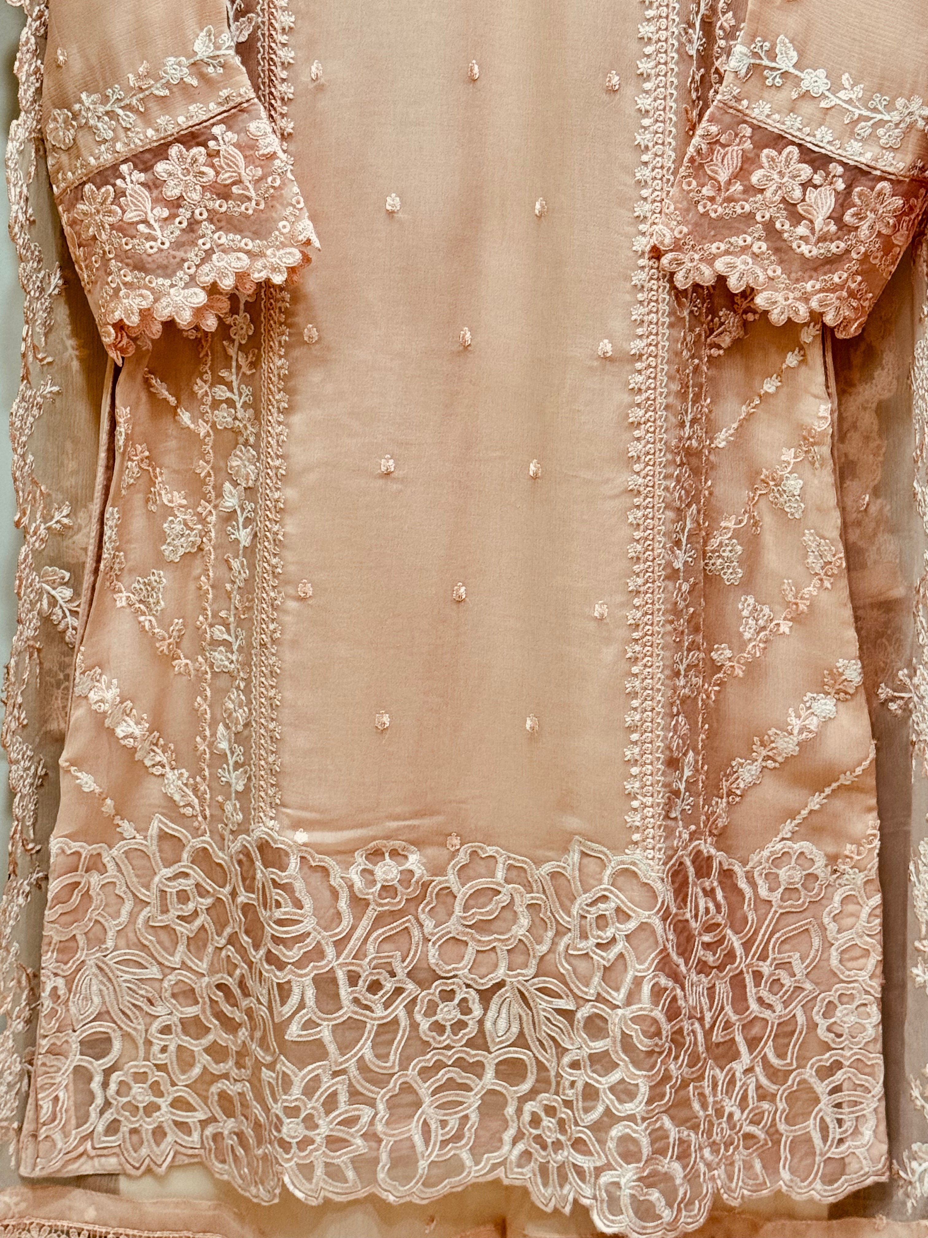 3PCS Embroidered Chiffon Suit