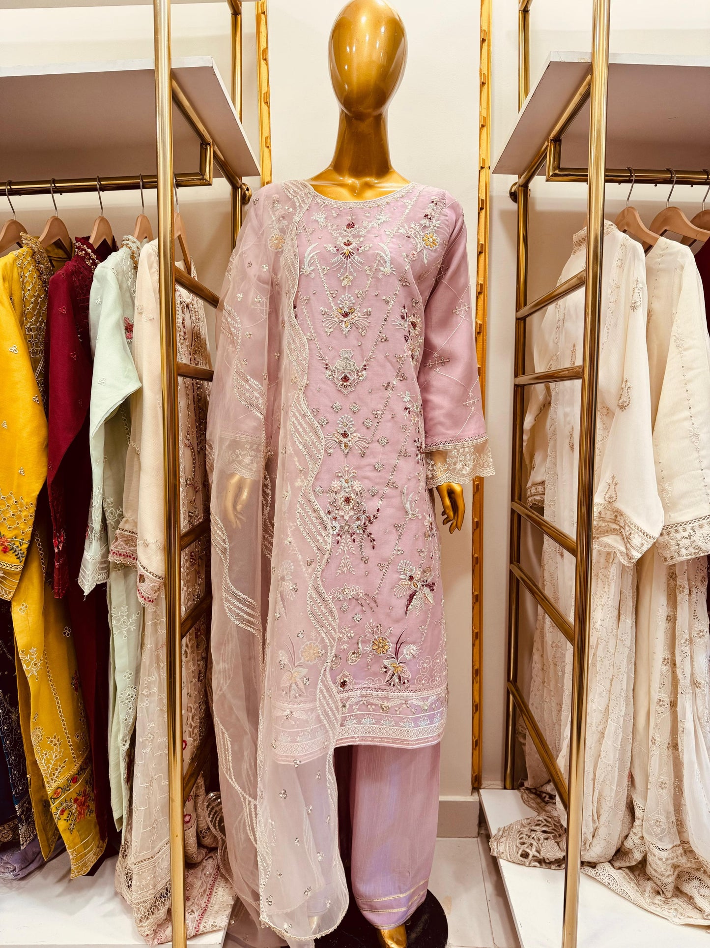 3Pcs Embroidered Organza Suit