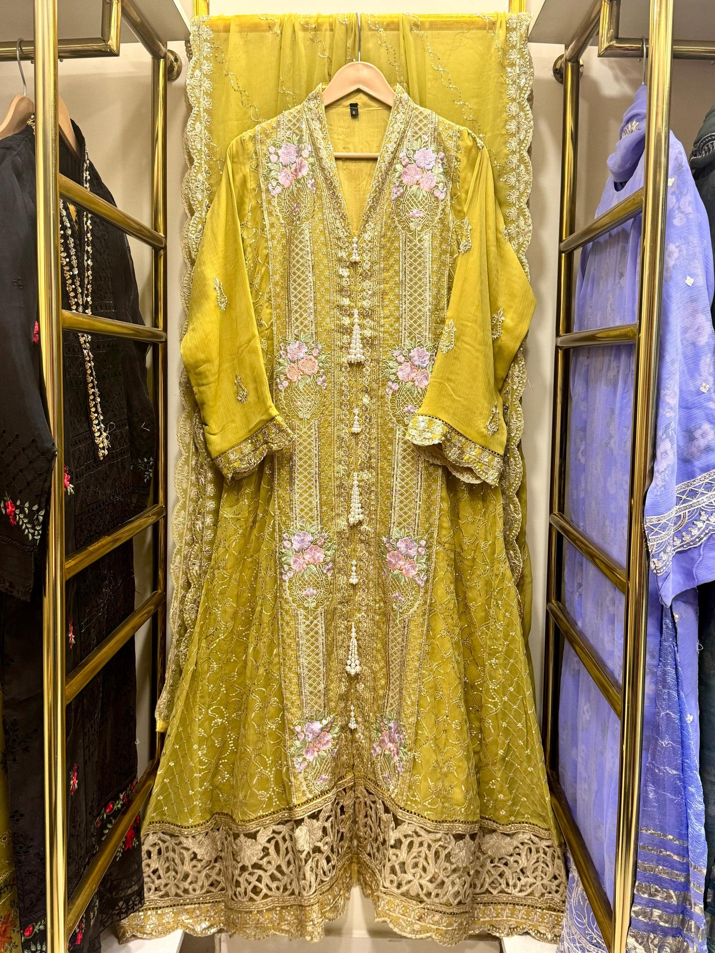 3Pcs Embroidered Chiffon Gown