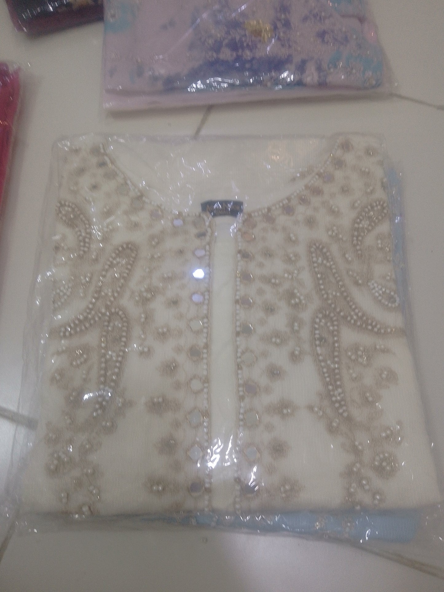 2Pcs Embroidered Cotton Net suit