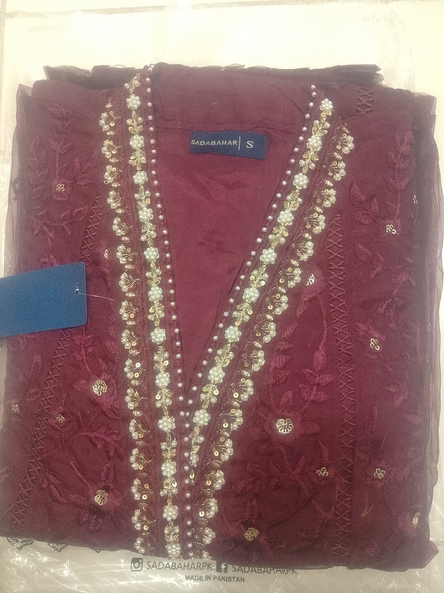 2Pcs Embroidered Organza suit shirt and Dupatta