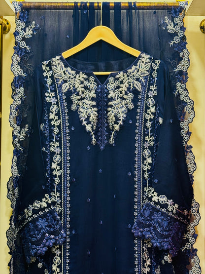 3PCS Embroidered Chiffon Suit