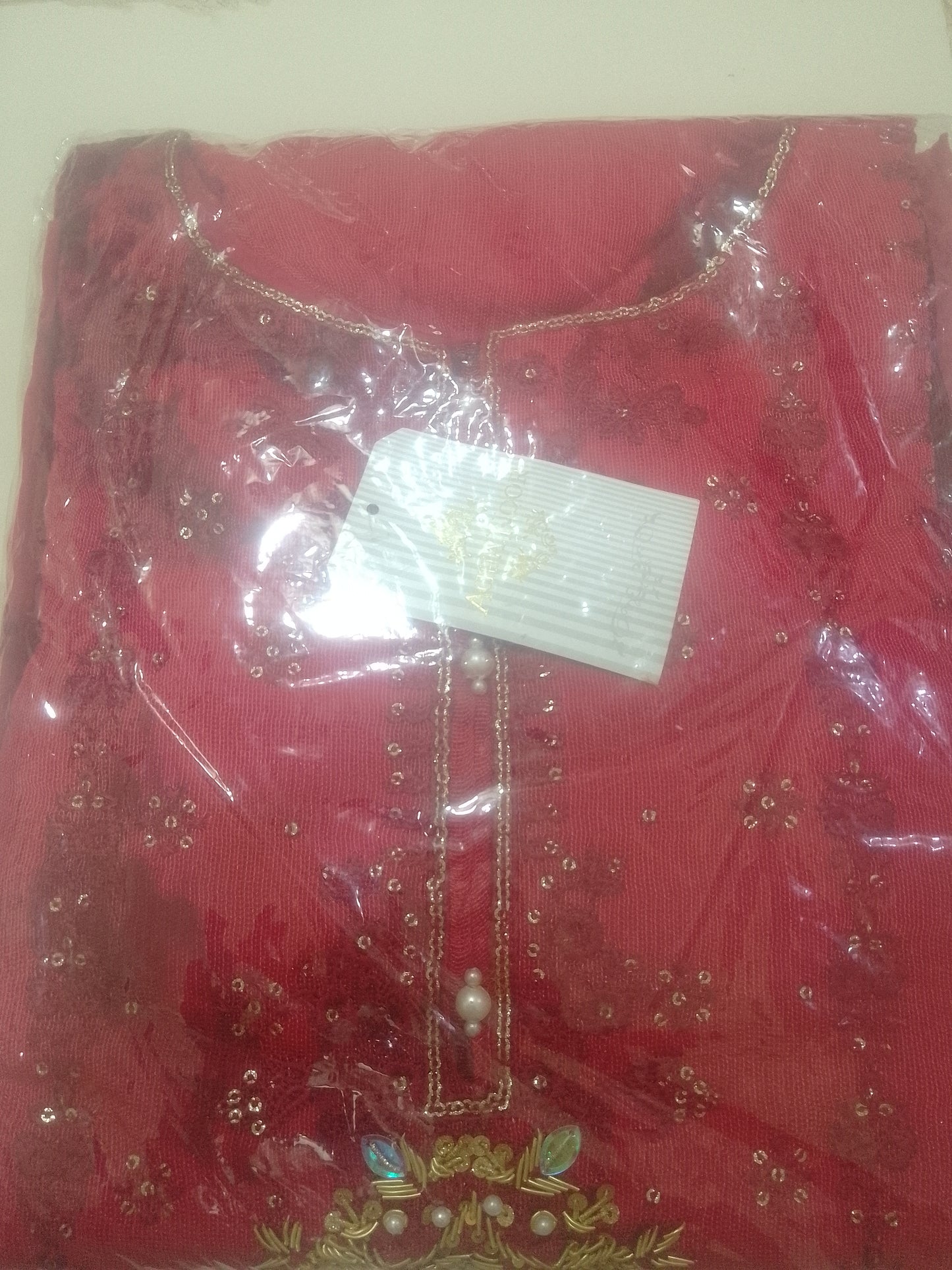 2Pcs Embroidered Cotton Net suit