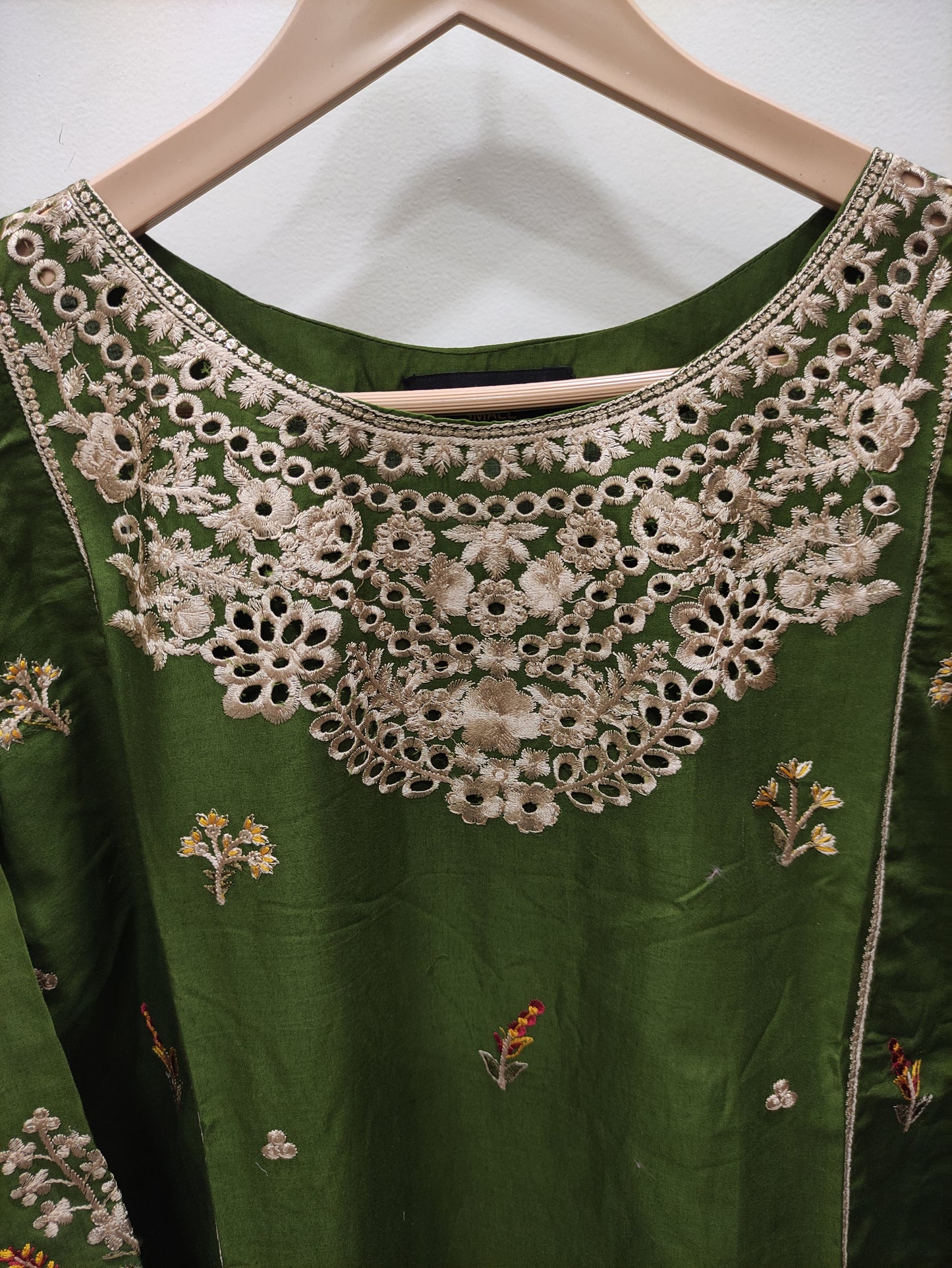 2Pcs Embroidered Cotton suit shirt and trousers