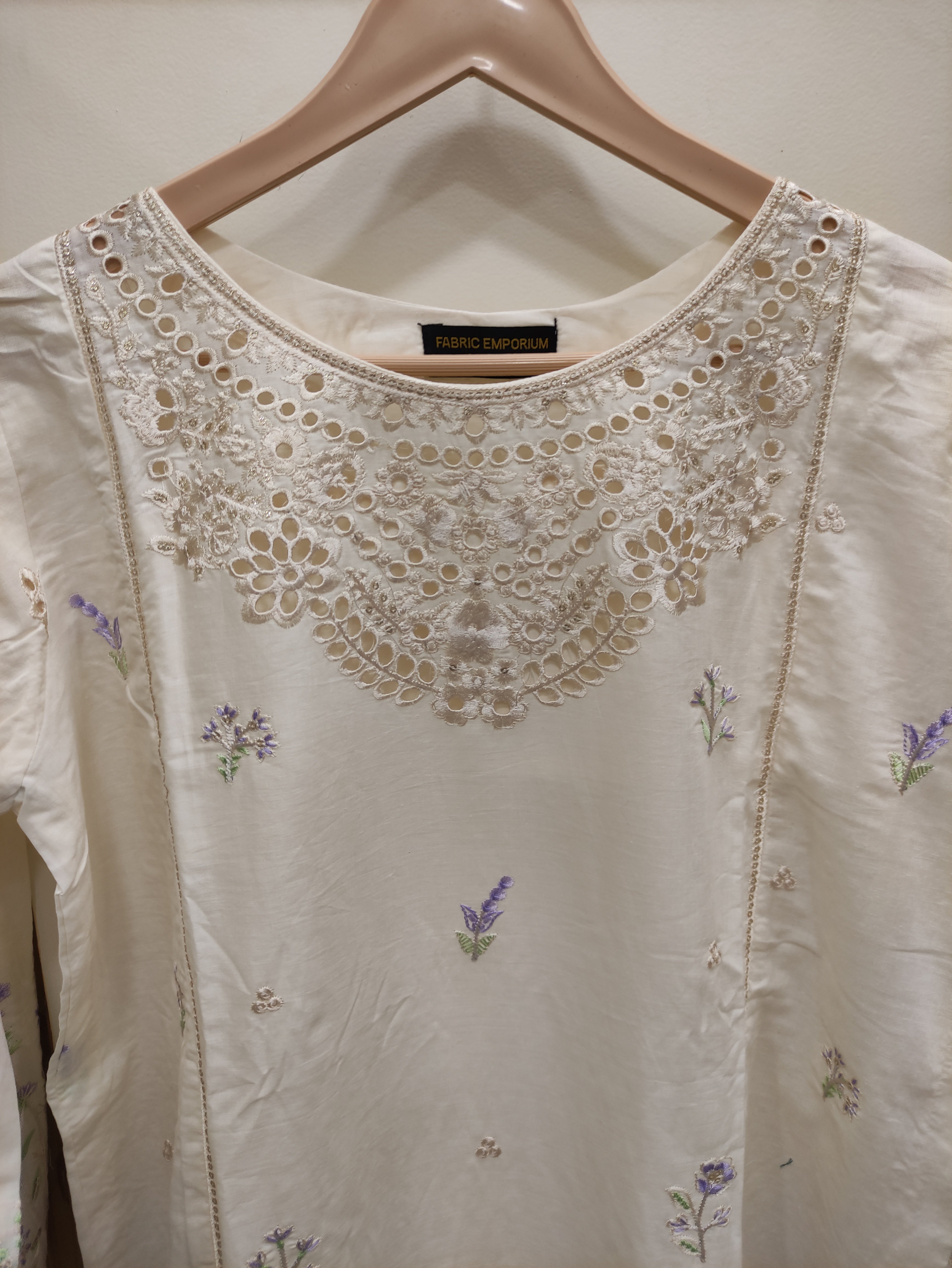 2Pcs Embroidered Cotton suit shirt and trousers