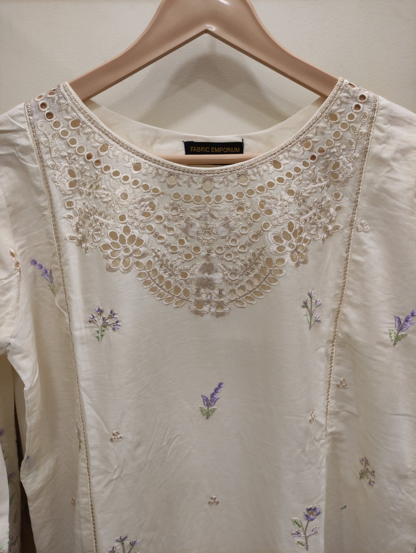 2Pcs Embroidered Cotton suit shirt and trousers