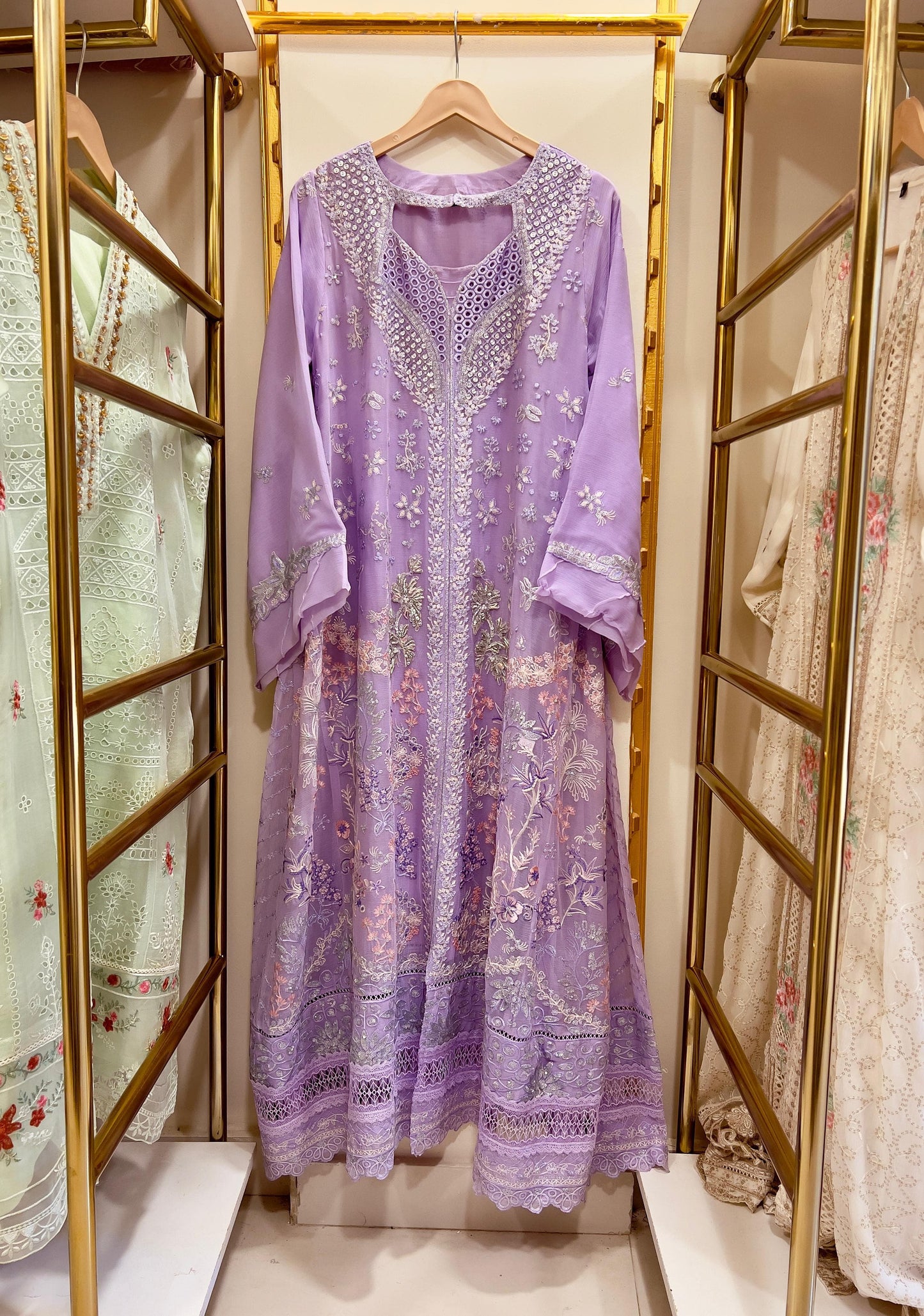 3Pcs Embroidered Chiffon Gown