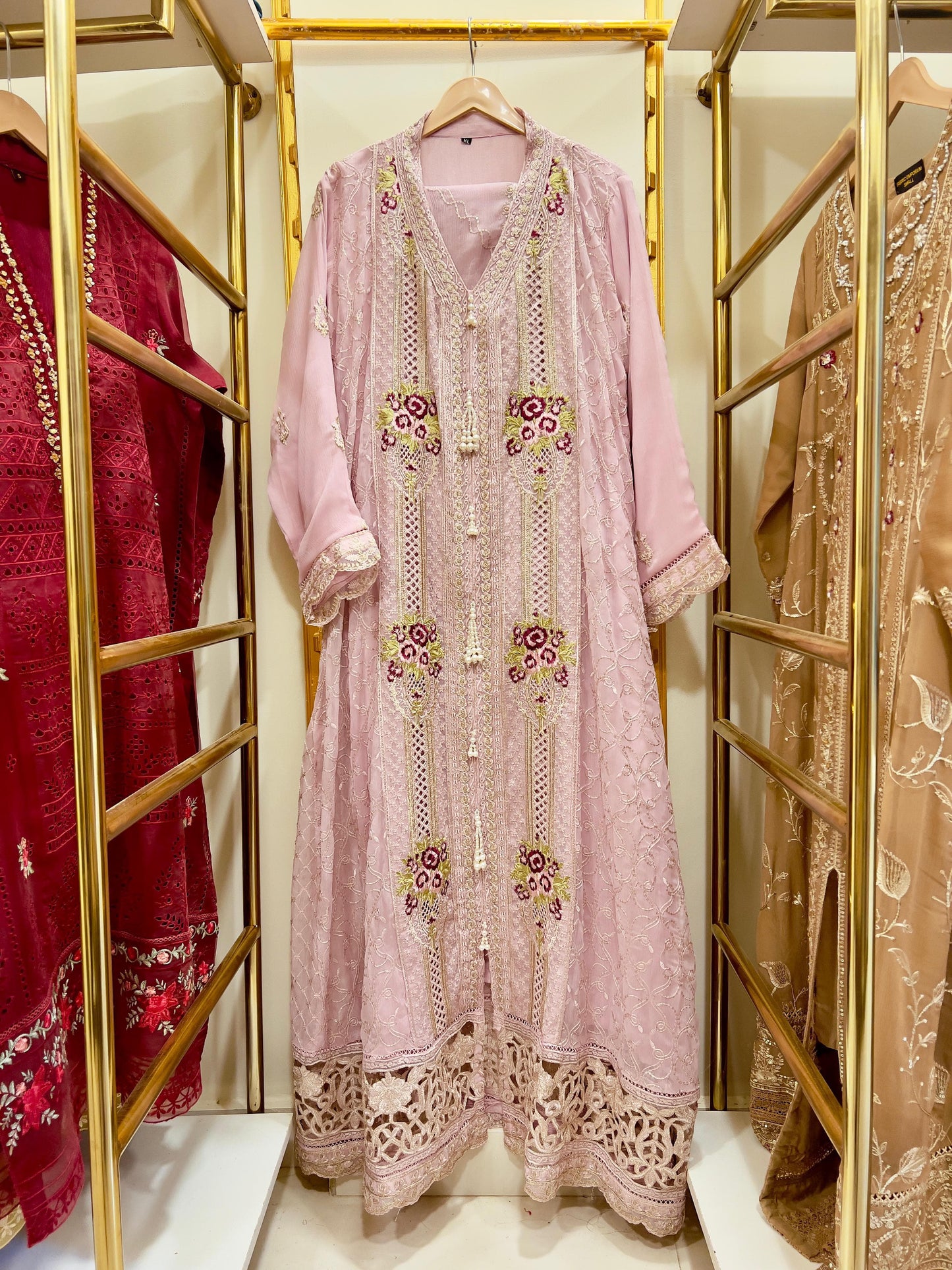 3Pcs Embroidered Chiffon Gown