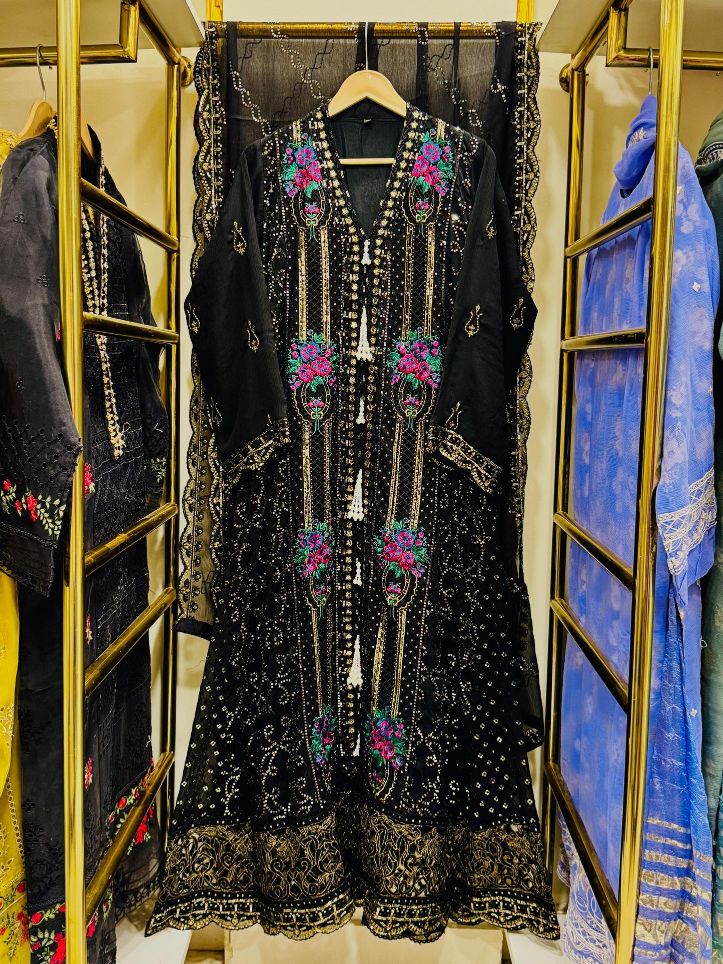 3Pcs Embroidered Chiffon Gown