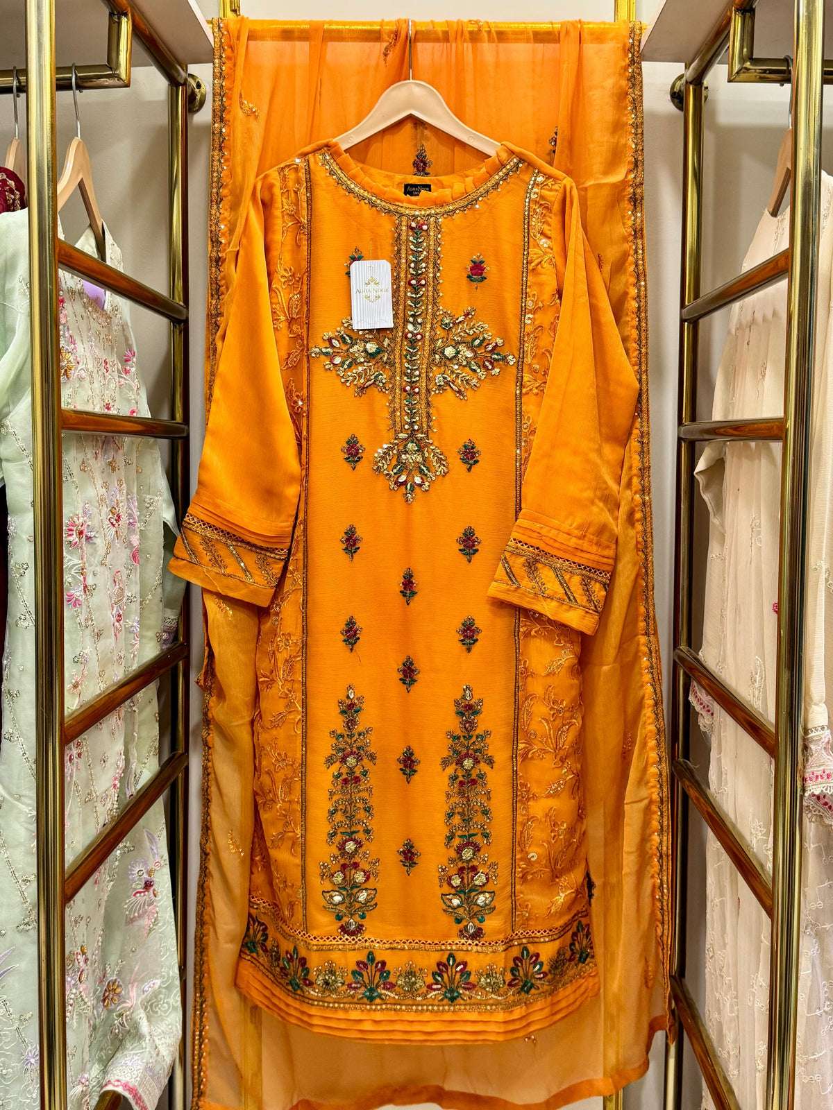 2Pcs Embroidered Chiffon Suit