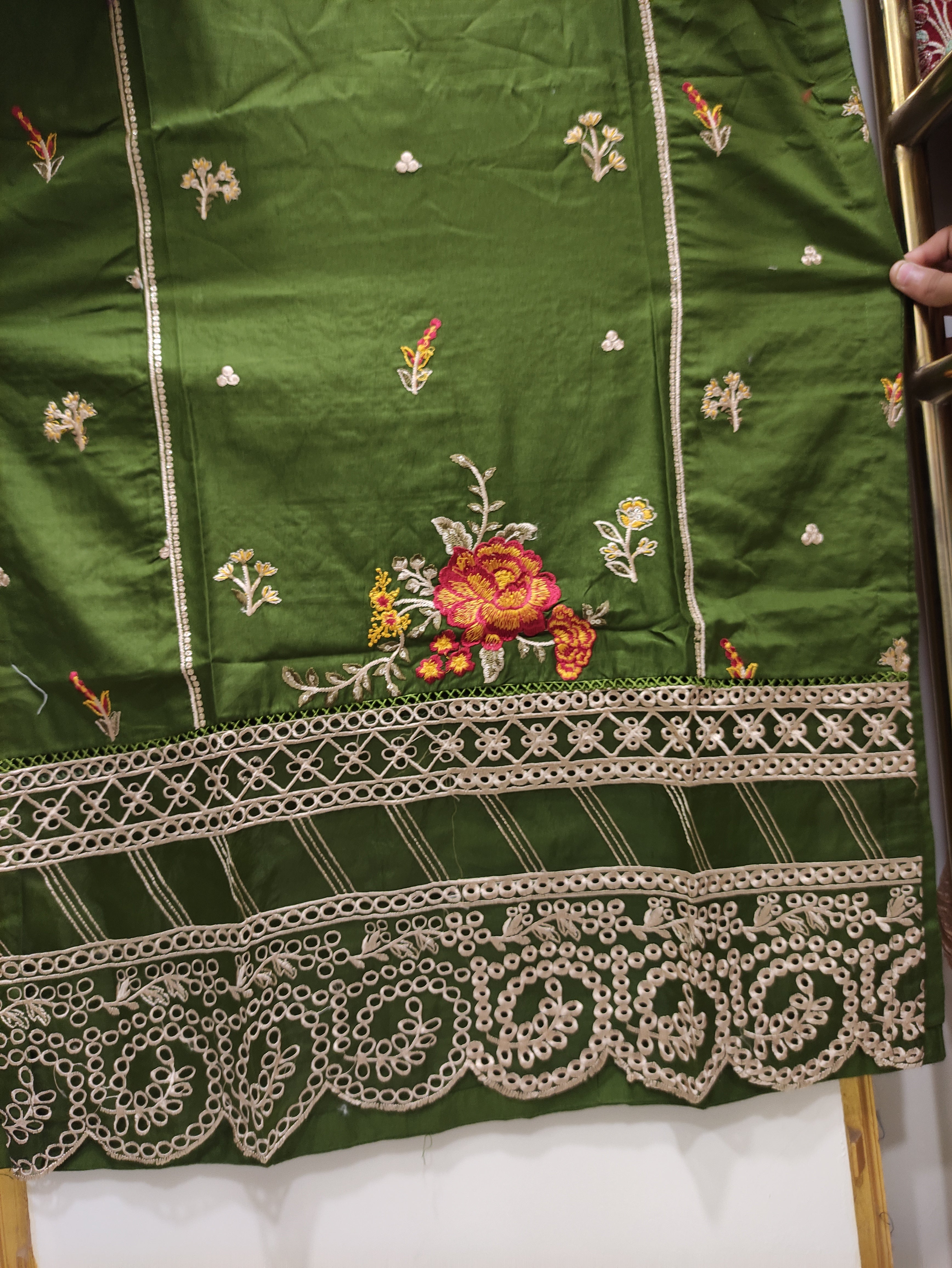 2Pcs Embroidered Cotton suit shirt and trousers