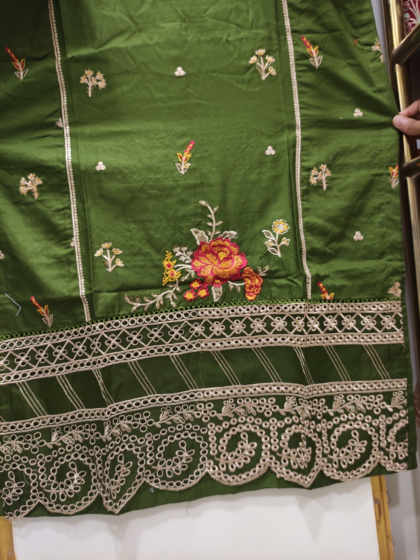 2Pcs Embroidered Cotton suit shirt and trousers