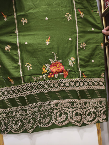 2Pcs Embroidered Cotton suit shirt and trousers