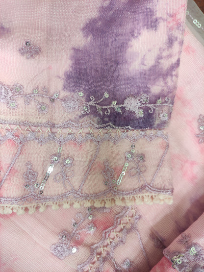 2Pcs Embroidered Cotton Net suit