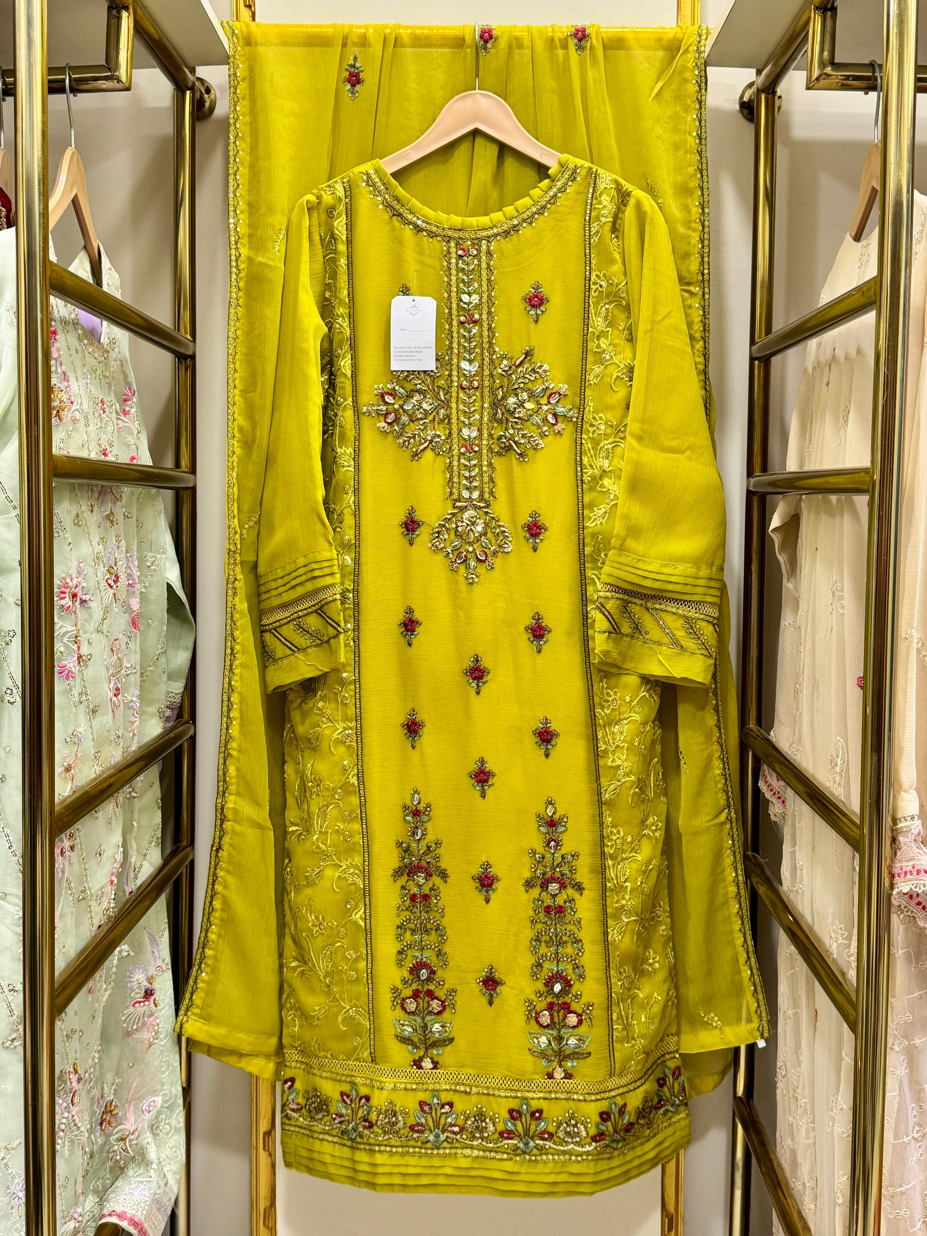 2Pcs Embroidered Chiffon Suit