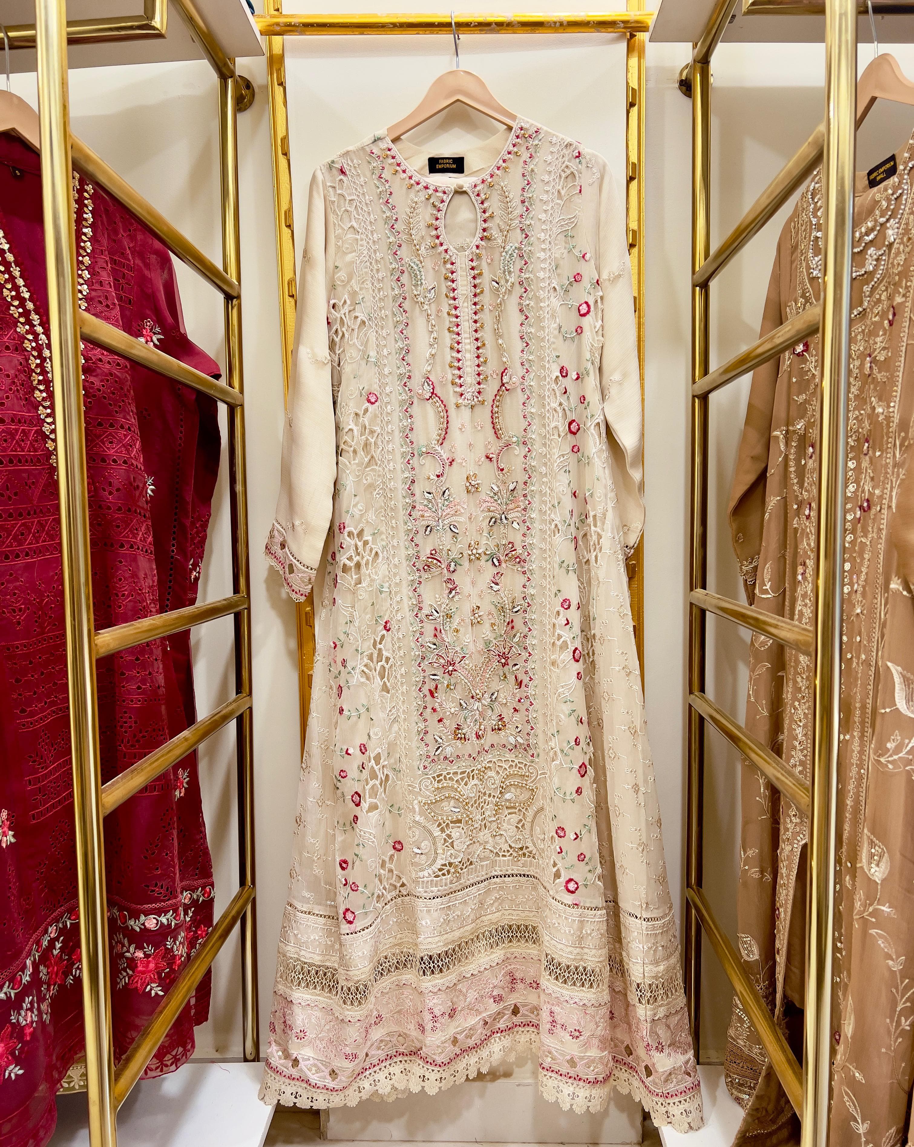 3Pcs Embroidered Chiffon Gown