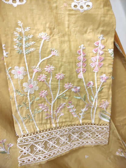 2Pcs Embroidered Cotton suit shirt and trousers